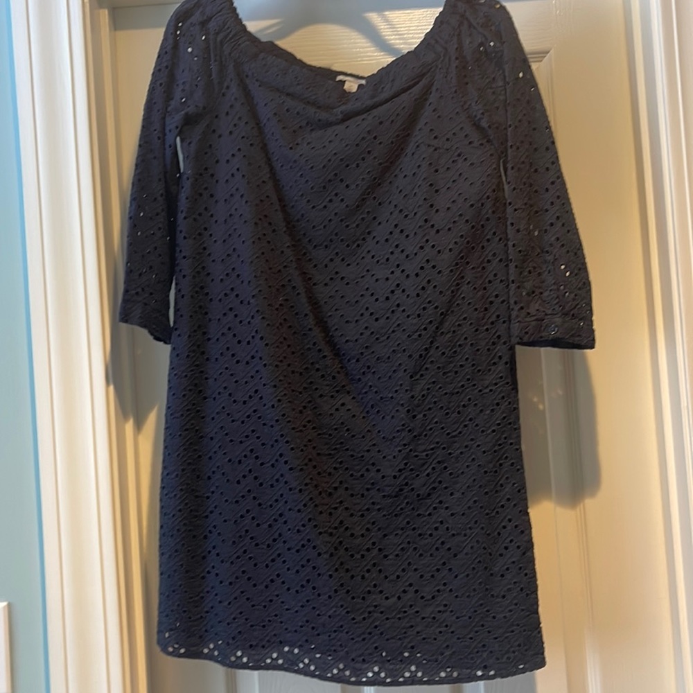 Halogen navy eyelet dress